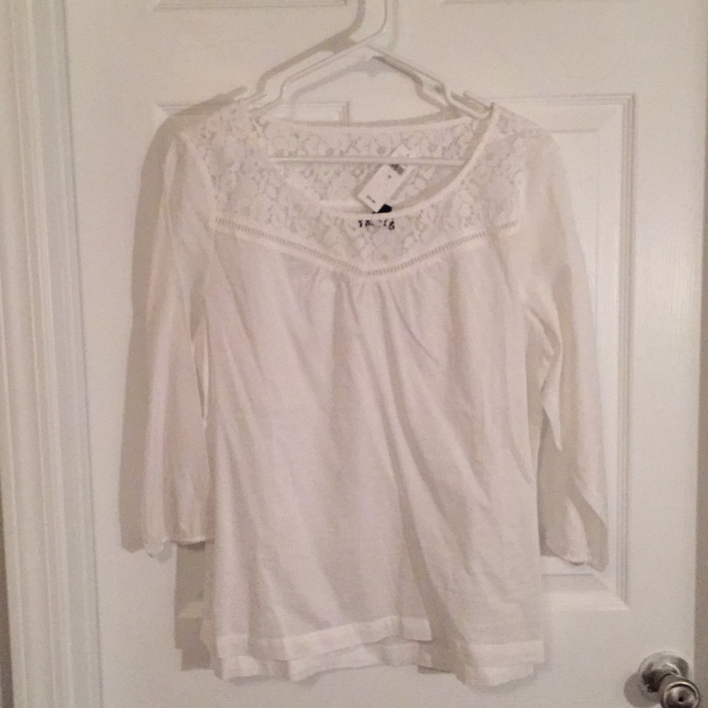 NWT Gap White Blouse with Lace Detail